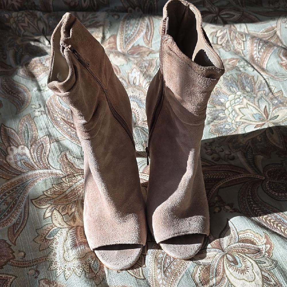 Women's Suede Peep-Toe Boots